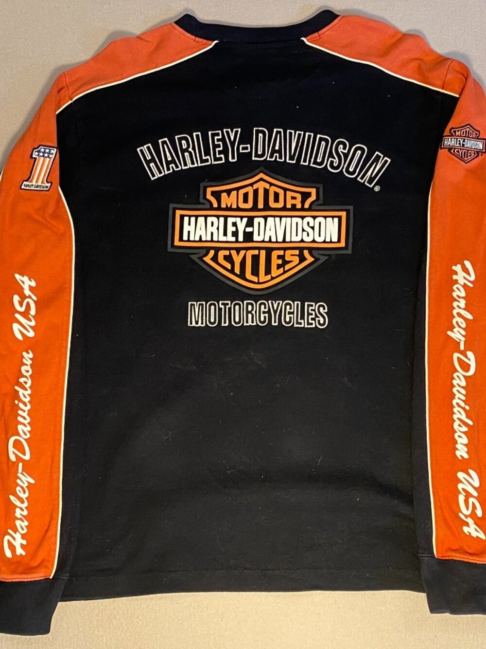 Vintage Harley Davidson Sweatshirt Size L Black/Orange An American Legend